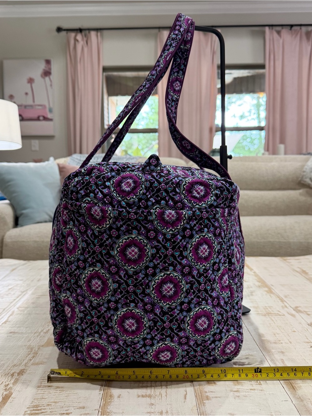 Vera Bradley Duffel Iconic Large Travel Duffel Carry On Purple Lilac Medallion - Picture 2 of 11